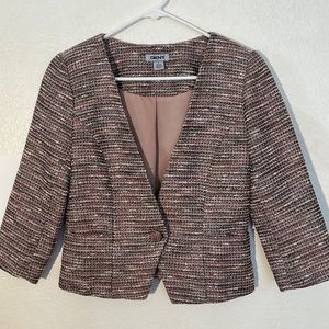DKNY Pink Tweed Cropped Blazer Jacket